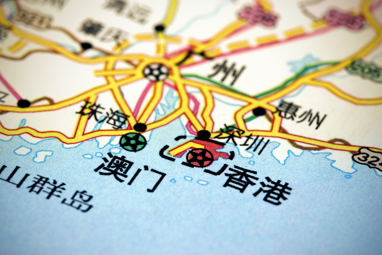 Hong Kong and Macau on map